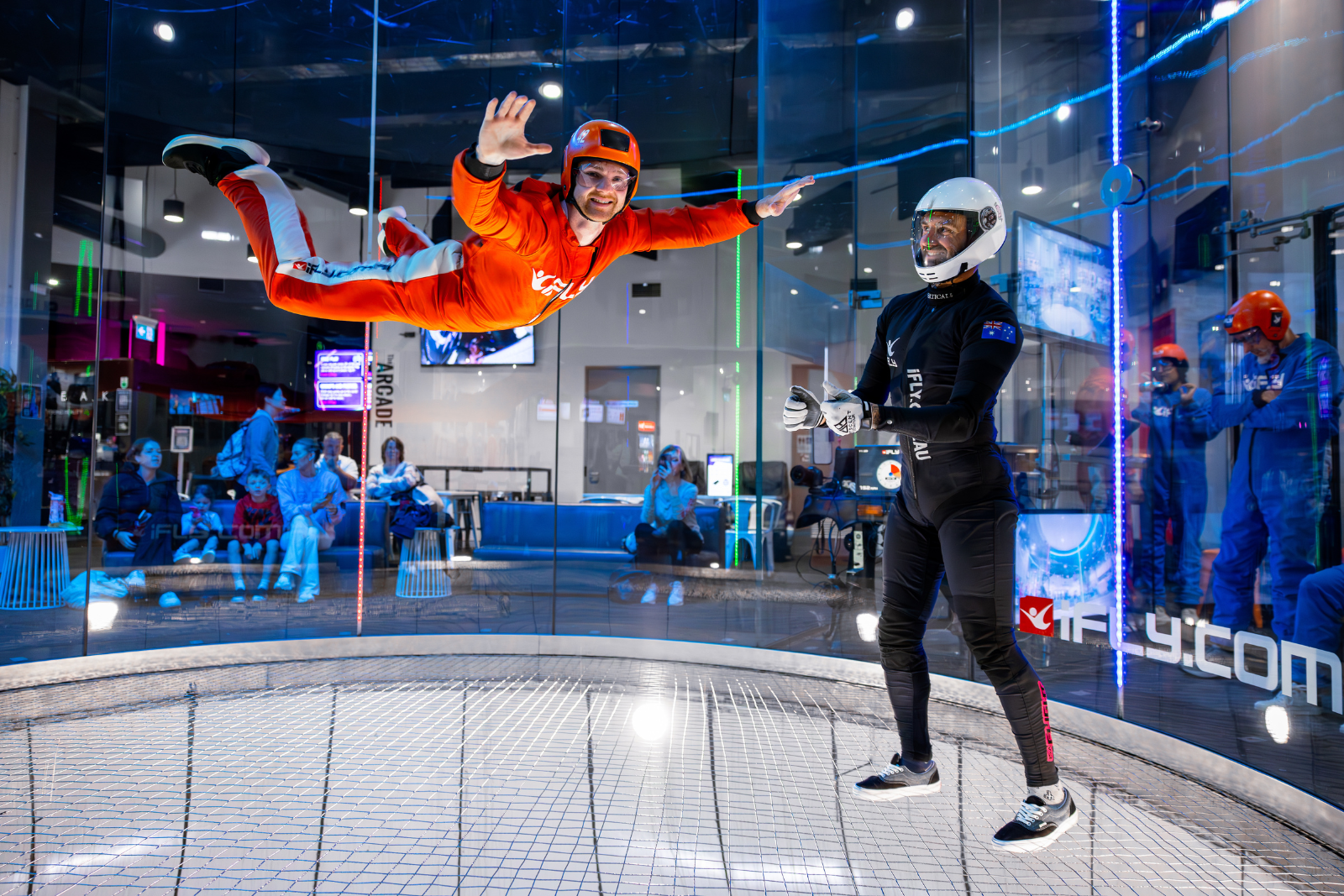 indoor skydiver and instructor