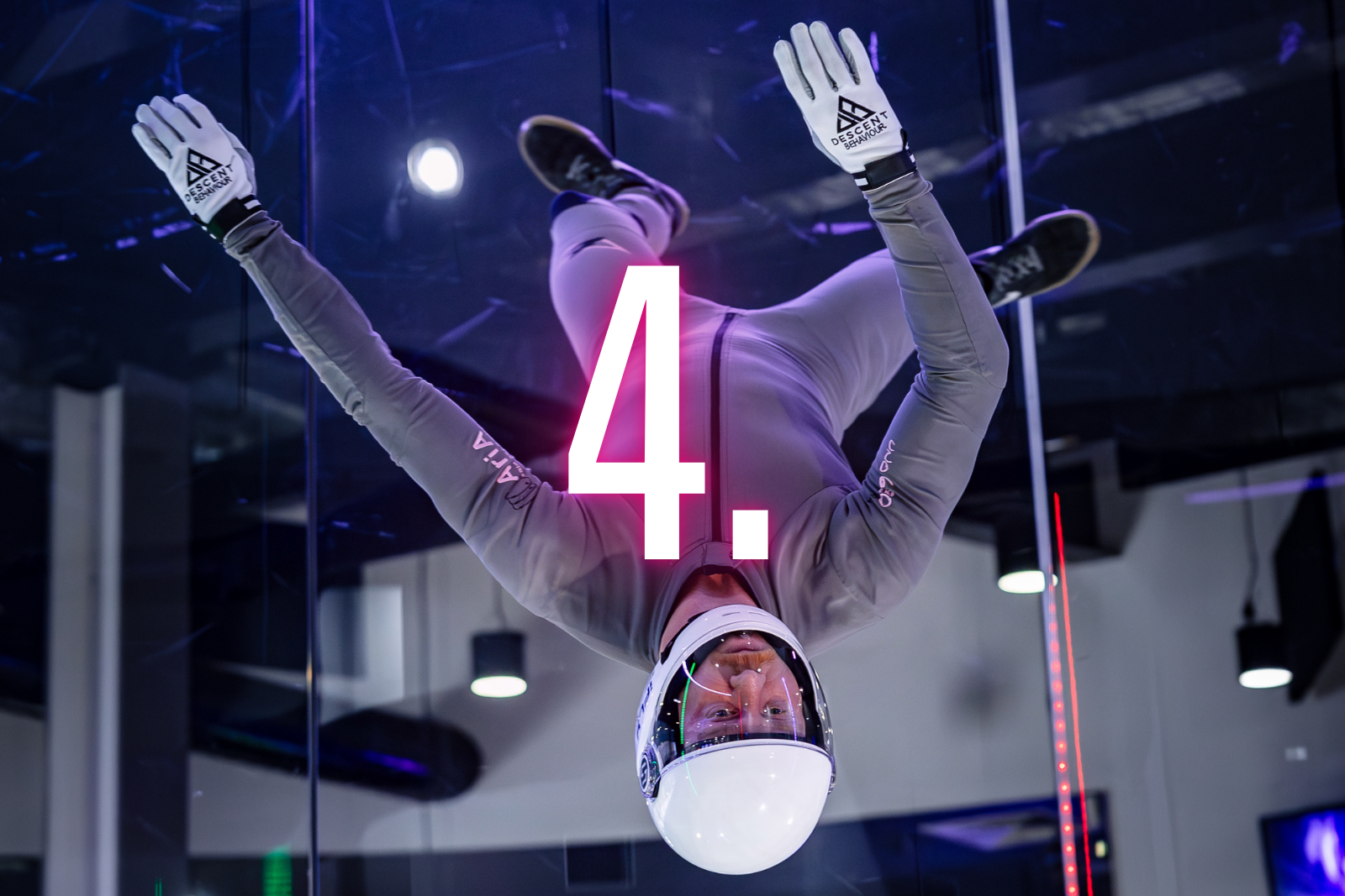 Skydiver in wind tunnel